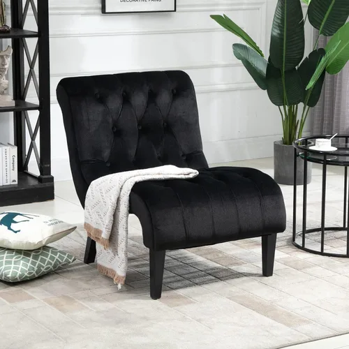 Miniatura 12 de AVAWING Juego de 2 sillas decorativas sin brazos, sillas tapizadas con botones copetudos para sala de estar con patas de madera, cómoda silla