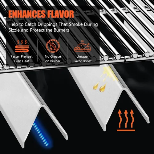 Miniatura 4 de QuliMetal Barras Saborizadoras de 15.3 pulgadas para Parrillas Weber Spirit E310, Spirit 300, Spirit II 300, E315 E320 E330 S310 S315 S320 S330