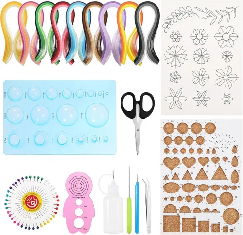 PATIKIL Juego de papel de quilling, kits de papel con 43 colores, 900 tiras de papel (ancho: 0.197 pulgadas), 10 herramientas de quilling para