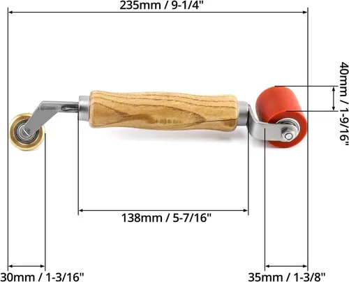 Miniatura 6 de QWORK Rodillo de costura, rodillo de costura de silicona de 1.575 in con rodillo de latón de 0.236 in, herramienta de rodillo de costura alisadora