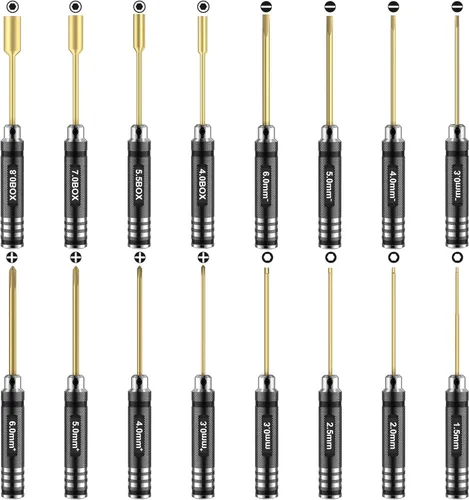 Miniatura 2 de Juego de 4 destornilladores hexagonales que incluye 1.5mm 2.0mm 2.5mm 3.0mm Juego de llaves hexagonales de titanio para dron de carreras FPV