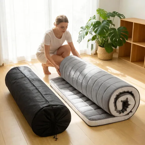 Miniatura 12 de Tiita Colchón japonés, colchón futón de 4 pulgadas de grosor con bolsa de almacenamiento y 2 correas, tapete de tatami para dormir tamaño individual