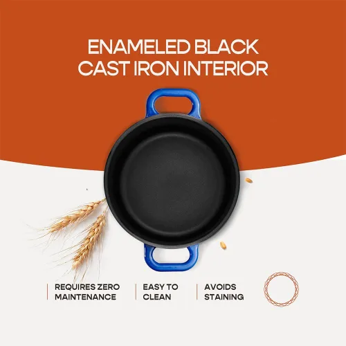 Miniatura 6 de Krustic Horno holandés de hierro fundido esmaltado para hornear pan de masa madre, olla redonda de 6 cuartos de galón con tapa, juego de utensilios