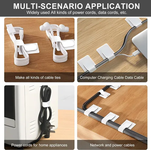 Miniatura 3 de Paquete de 50 bridas reutilizables autoadhesivas para organizar cables, correas ajustables de gancho y bucle para organizar cables de datos, cables