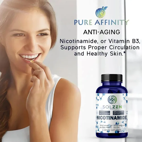 Miniatura 2 de Nicotinamida B3 500 mg Niacina eficaz sin enjuagues. Potenciador de energía, regenerador celular, que apoya el deterioro cognitivo