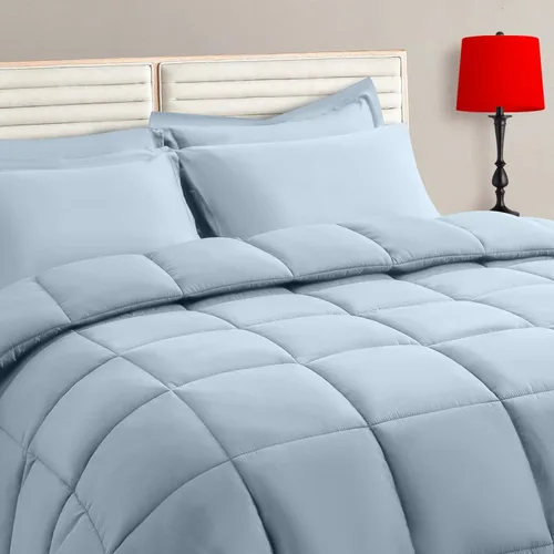 Miniatura 22 de TAIMIT Juego de edredón blanco tamaño King de 7 piezas, juego de cama en una bolsa con edredón reversible suave acolchado cálido y esponjoso