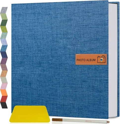 Miniatura 56 de Popotop Álbum de fotos grande autoadhesivo 4x6 5x7 8x10, álbum de recortes DIY, libro de fotos, regalos para mamá, familia, bebé y boda, con Azul