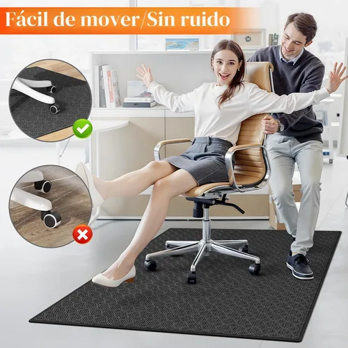 Miniatura 4 de KMAT Alfombrilla para silla de oficina, 36 x 48 pulgadas, protector de suelo de trabajo pesado para madera dura/baldosas, alfombrilla de suelo Negro