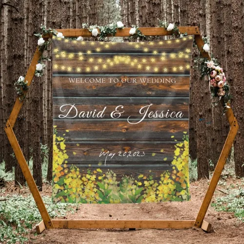 Miniatura 10 de Telón de fondo de boda personalizado, tapiz de felicitaciones de flores coloridas personalizado con nombres y fecha, pancarta de boda personalizada