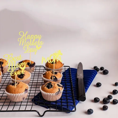 Miniatura 6 de 24 piezas de decoración para cupcakes para el Día de la Madre, con diseño de mariposa, decoración de pasteles para el día de la madre, suministros