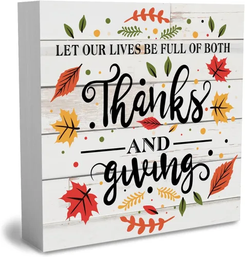 Cartel rústico de madera de Acción de Gracias, caja de madera decorativa de otoño, bonita caja de madera decorativa para pared, escritorio, hogar,