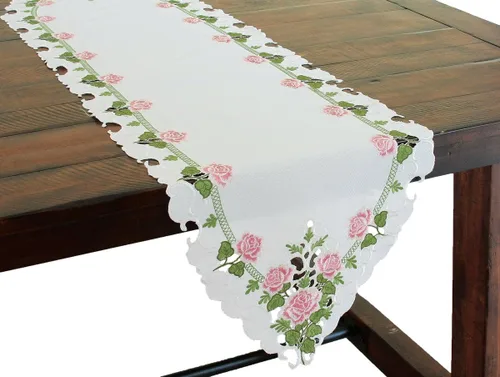 Miniatura 3 de Xia Home Fashions Camino de mesa de primavera con bordado de rosas de verano, 12 x 28 pulgadas