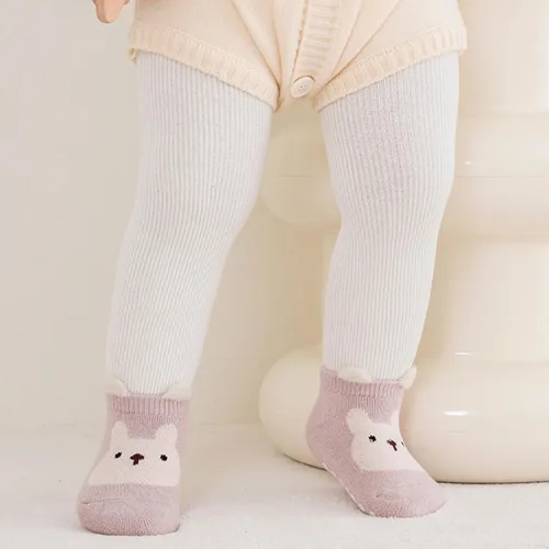 Miniatura 7 de Calcetines tobilleros antideslizantes para bebés con empuñaduras para niños pequeños, calcetines gruesos y cálidos antideslizantes para el suelo