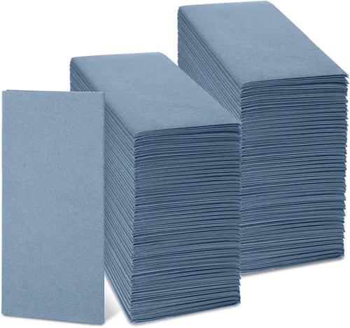 Jeyiour 150 servilletas de cena de color azul polvoriento, toallas desechables de estilo bohemio de 16 x 16 pulgadas, toallas de mano de papel para