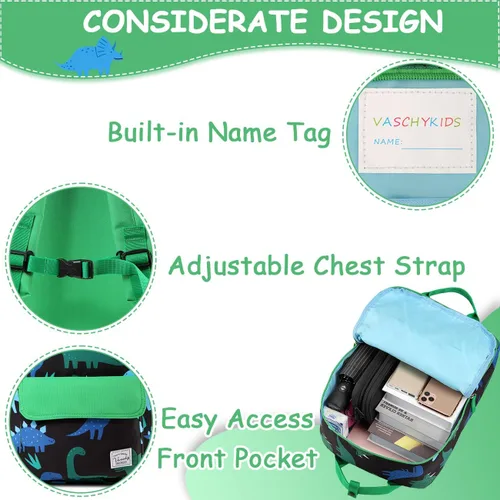 Miniatura 5 de VASCHY Mochilas de dinosaurio para niños, mochila preescolar ligera para niños pequeños