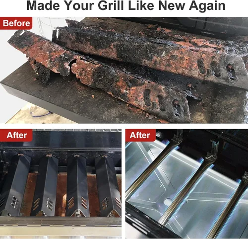 Miniatura 4 de Pieza de repuesto para parrilla DynaGlo DGF510SBP, DGF493BNP, paquete de 5 protectores de placa térmica y tubos de quemador para parrilla de patio