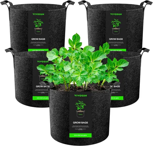 VIVOSUN - Paquete de 5, 1 galón, bolsas para cultivar de tela no tejida gruesa resistente con asas