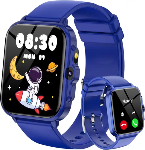 Miniatura 11 de Reloj inteligente para niños, rastreador de actividad física de 1.85 pulgadas con cámara, juegos, música, SOS, AI, reloj despertador, video, control