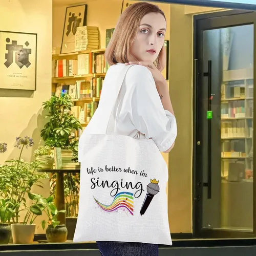 Miniatura 5 de LEVLO Bolsa de maquillaje cosmética para cantar, regalo para amantes de la música, la vida es mejor cuando estoy cantando maquillaje con cremallera