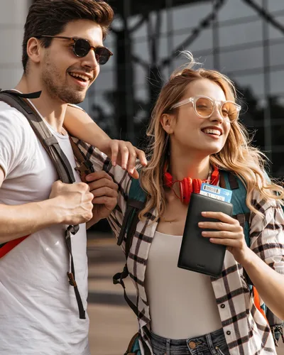 Miniatura 6 de VULKIT Billetera para pasaporte, con bloqueo RFID, cartera de viaje para hombres y mujeres