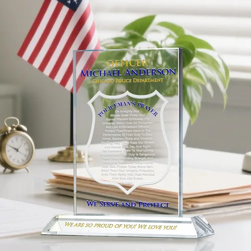 Miniatura 2 de Placa de oración de policía de cristal personalizada, regalo de policía grabado personalizado para hijo, marido, papá, novio u oficial, recuerdo