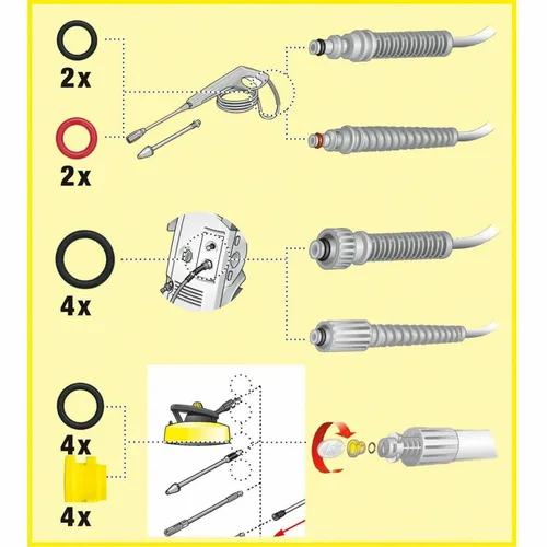 Miniatura 7 de Juego de juntas tóricas en forma de O, anillo de sellado para lavadora a presión Karcher K2 K3 K4 K5 K6 K7 Kit de sellos de boquilla de manguera
