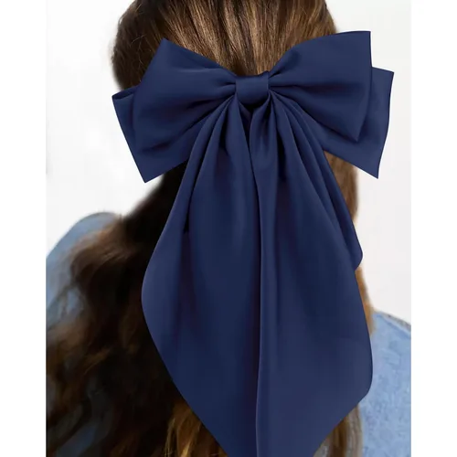 Miniatura 2 de Velscrun Lazos para el cabello para mujeres y niñas, 3 unidades, lazo blanco, lazo negro, azul marino, lazos grandes para el cabello con clip, lazos