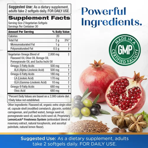 Miniatura 2 de Purity Products Omega 3-6-9 Fórmula Vegana y Vegetariana - Complejo de Ácidos Grasos Esenciales “5 en 1” - Ácidos Grasos Esenciales Omega 3 6 9