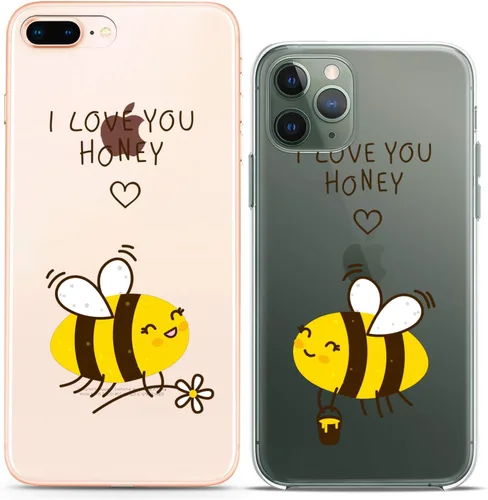 Miniatura 15 de Fundas a juego para parejas compatibles con iPhone 14 13 Pro Max 12 Mini 11 Xs 6s 8 Plus 7 Xr 10 SE 5 Clear Funny Pair Skeleton Cover Colorido