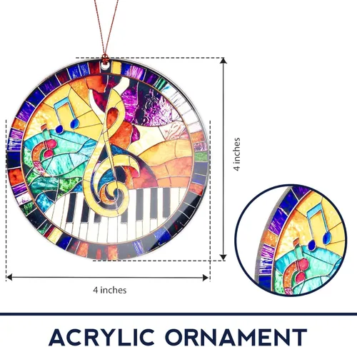 Miniatura 5 de Adornos de piano para árbol de Navidad, adornos de Navidad acrílicos atrapa-rayos, adorno de nota musical con teclas de piano, regalos para músicos
