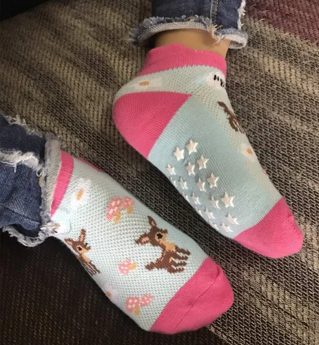 Miniatura 4 de 12 pares de calcetines antideslizantes de algodón para niñas pequeñas, calcetines antideslizantes para niñas