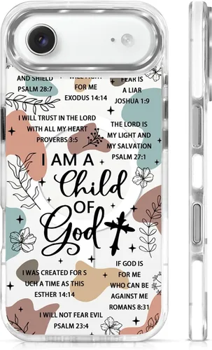Miniatura 31 de Funda para iPhone 13/14 [compatible con Magsafe], funda magnética transparente de silicona a prueba de golpes con patrón de versículos de la Biblia