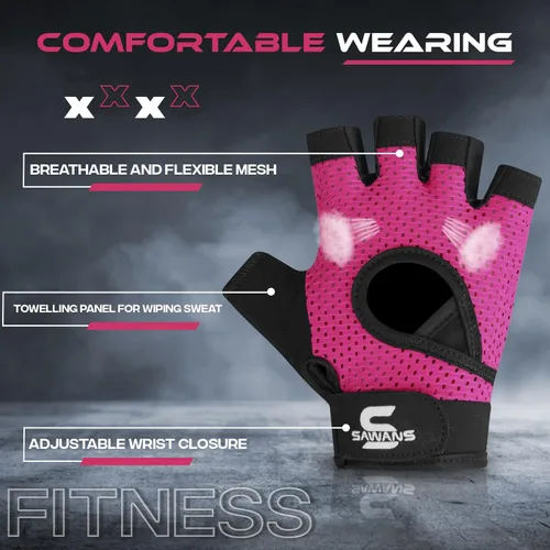 Miniatura 3 de SAWANS Guantes de gimnasio para hombres y mujeres, guantes de levantamiento de pesas, entrenamiento transpirable, agarre antideslizante, protección