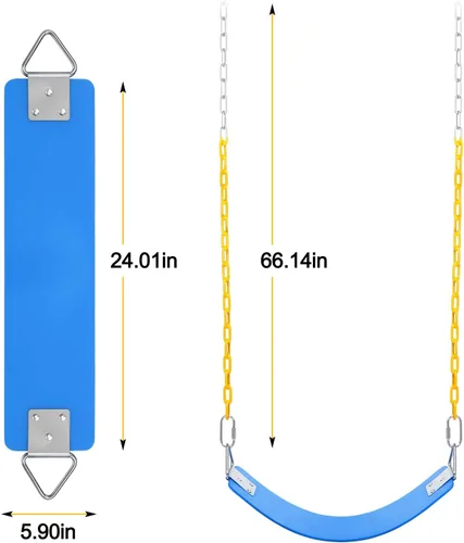 Miniatura 6 de AGPTEK Juego de Columpio, Asiento con Cadenas Antióxido de 66 Pulgadas con Revestimiento Termoplástico, Soporta 250 lb, Accesorios de Cojín de Azul