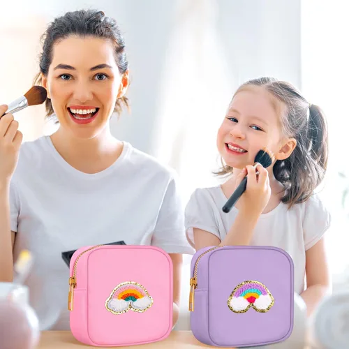 Miniatura 5 de Zubebe 6 mini bolsas de maquillaje de nailon, bolsa pequeña de maquillaje, bolsas de felpilla con cremallera, bonita bolsa de cosméticos