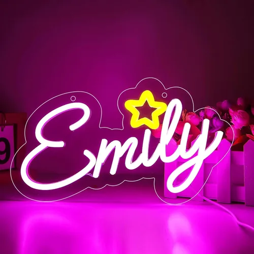 Miniatura 17 de Letrero de neón grande con nombre de Bella para decoración de pared, luz LED de neón para dormitorio de niños, decoración de fiesta de cumpleaños