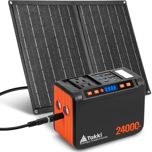 Miniatura 13 de Takki Generador Solar Portátil de 111Wh Estación de Energía con Panel Solar Plegable de 21W, Banco de Energía Cargador Solar de Pico de 120W