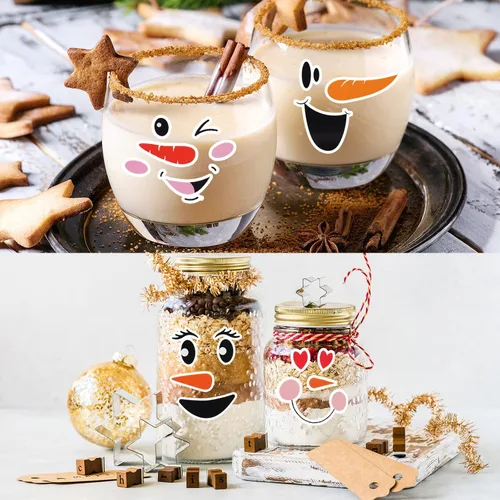 Miniatura 5 de 36 calcomanías de vinilo de Navidad con caras de muñeco de nieve para manualidades, calcomanías de cara de muñeco de nieve, botellas de agua