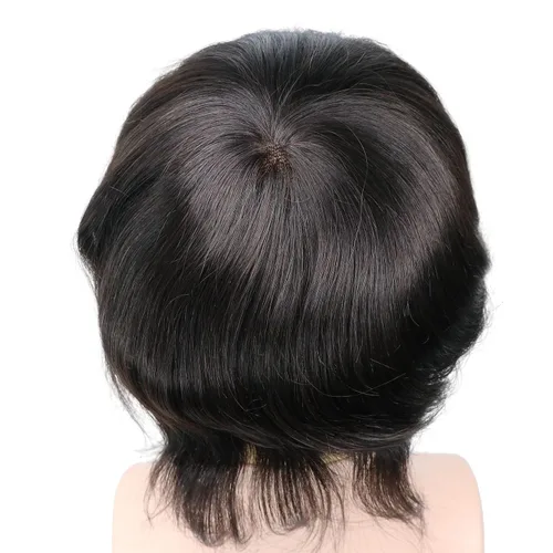 Miniatura 9 de Toupee - Sistema de reemplazo de cabello para hombres, cabello humano real, 5 x 7 pulgadas, base de encaje mono, extensión duradera para hombre