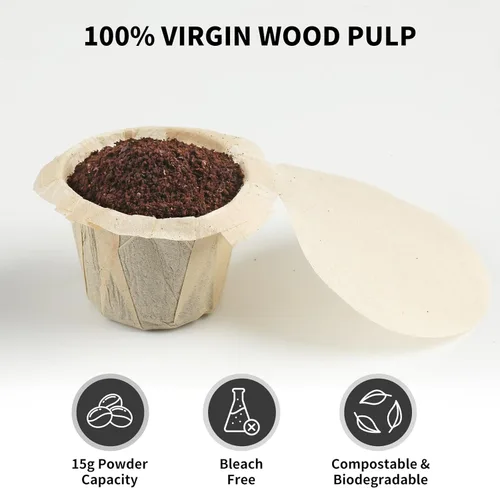 Miniatura 3 de 100 unidades de filtros K Cup Fanativita desechables con diseño de tapa inteligente, se ajustan a todas las tazas K reutilizables para Keurig