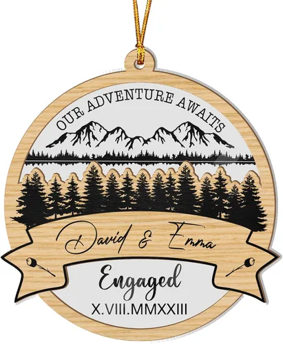 Miniatura 15 de V VIBEPY Impreso en toda la superficie, sin vidrio real, adornos personalizados para parejas, adornos de 3.5 pulgadas, 2 capas, decoraciones