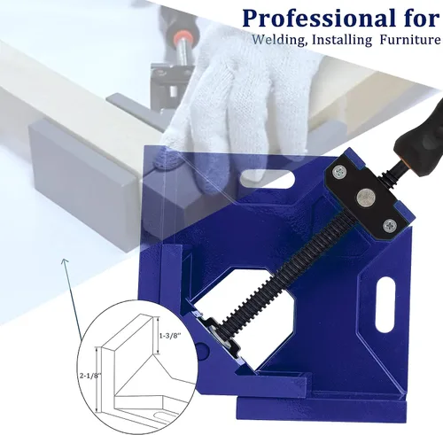 Miniatura 4 de Abrazadera de esquina – Abrazadera de ángulo recto de 90 grados – Aleación de aluminio resistente de un solo mango por DMNI (4, azul)