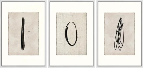 Miniatura 539 de SIGNWIN Lienzo enmarcado para pared, arte con pinceladas de flujo neutro en tonos beige abstractos, ilustraciones, arte moderno, decorativo
