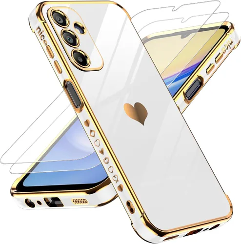 Miniatura 99 de LeYi for Moto G 5G 2025 Case: with Tempered Glass Screen Protector [2 Pcs]+ Full Camera Lens Protection,Love Heart Plating Cute Luxury Soft TPU