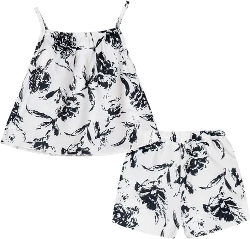 Miniatura 2 de LittleSpring Conjunto de verano para niñas con camiseta sin mangas y pantalones cortos florales