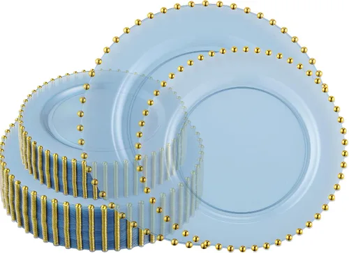 Miniatura 36 de Plasticpro - Juego de platos combinados de 32 piezas de plástico para cena, platos desechables de plástico elegantes y resistentes para fiestas de 7
