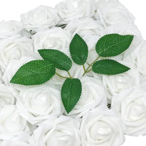 Miniatura 19 de Wrapables® Flor de rosa artificial, flores de tacto real para ramos de boda y centros de mesa, aguamarina