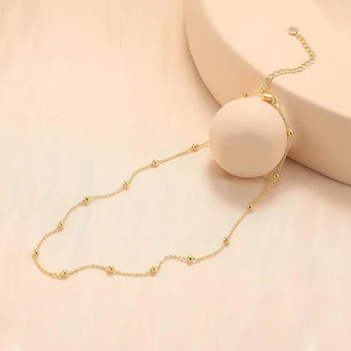Miniatura 5 de CHESKY - Gargantilla de oro para mujer, chapado en plataoro de 14 quilates, gargantilla de cuentas satélite, delgada, de moda, collares de clip