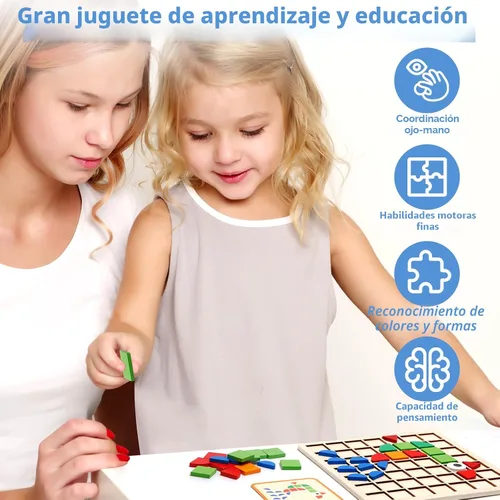 Miniatura 6 de Montessori Tangram Educativo, Juguetes de Rompecabezas de Formas Geométricas con 120 piezas de Bloques de Rompecabezas de Madera y 20 piezas