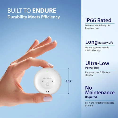 Miniatura 5 de APEC WATER Detector de fugas de agua WiFi para el hogar, conexión a la aplicación para recibir alertas en tiempo real, detección de humedad húmeda